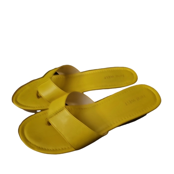 Nine West sz 10 yellow wedge sandals with box - Picture 2 of 5